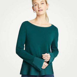 NWT Ann Taylor Petites Boatneck Flare Sleeve Milano Top SP